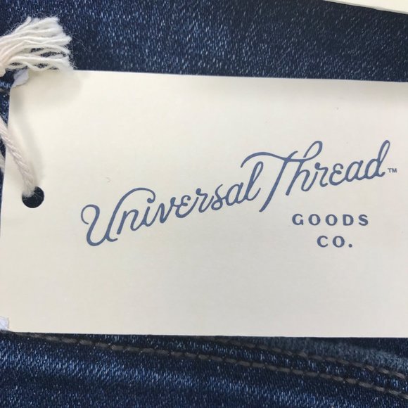 Universal Thread Women's 8 Crop High Rise Straight Dark Wash Blue Jeans New - Picture 15 of 15